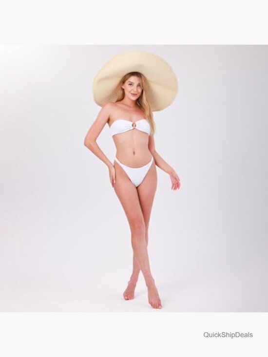 6 Pack Oversized Straw Sun Hats Foldable Floppy Wide Brim Beach Hat for Women main image 7